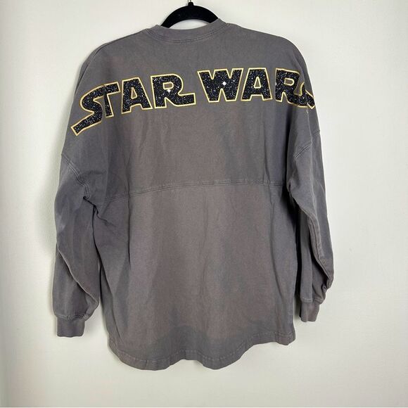 Star Wars Disney Parks Spirt Jersey Long Sleeve Grey Gold Shirt Size Small - Picture 1 of 6